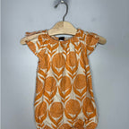 tea collection orange linen shortie romper 12-18M