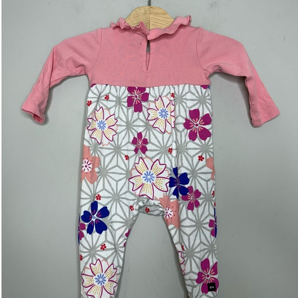 tea collection pink floral romper 6-9M