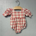 ollie jay red plaid cream romper 6-12M