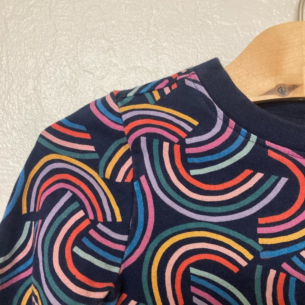 hanna andersson girls' navy rainbow dress 4Y