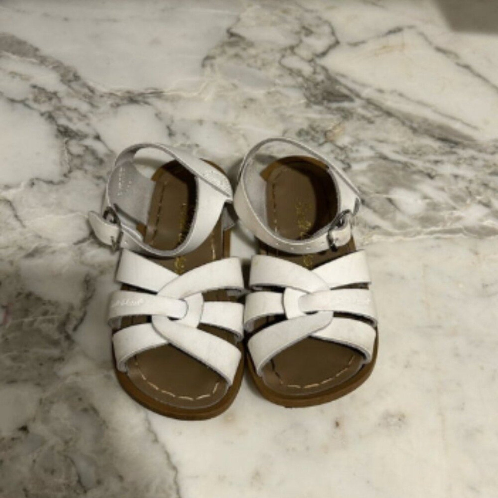 salt water girls' white sandals 8c