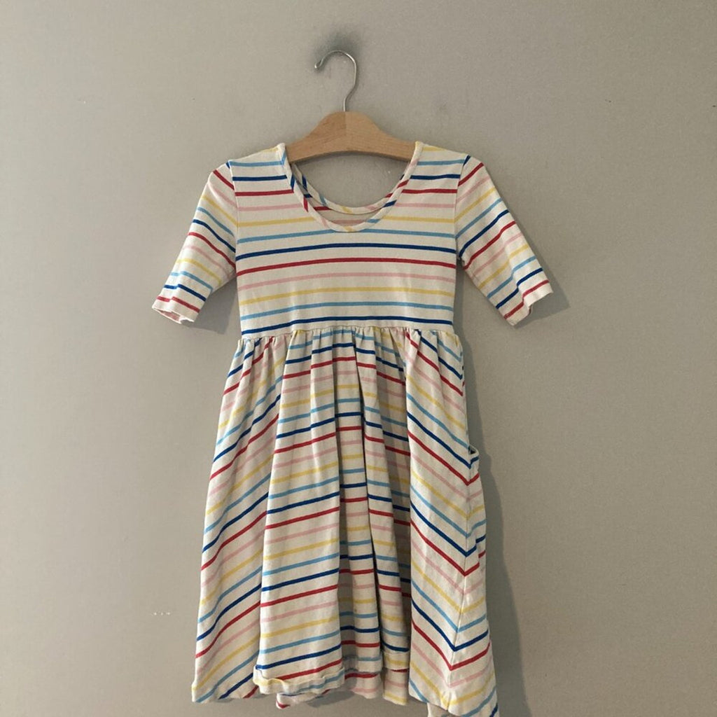 hanna andersson girls' stripe twirl dress 8Y