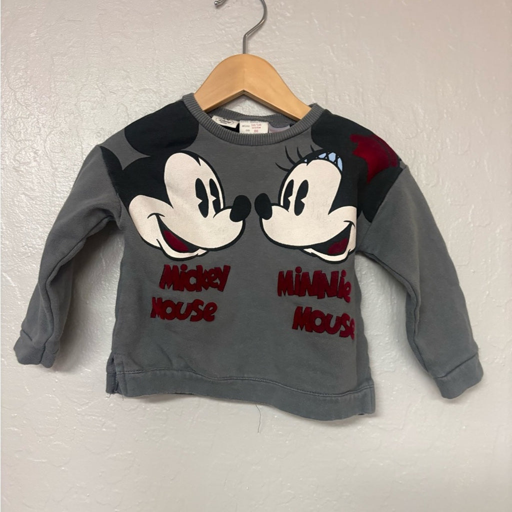 zara x disney baby x h&m set mickey + minnie sweatshirt leggings velvet 12-18M