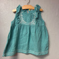 mini boden girls' teal floral tunic top 7-8Y