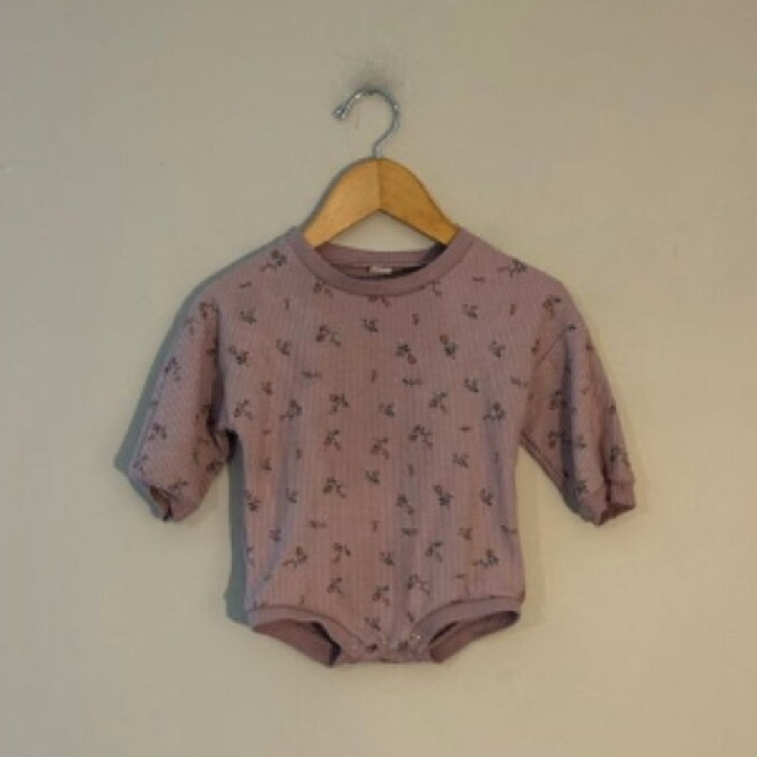 reverie threads purple floral waffle romper 2T