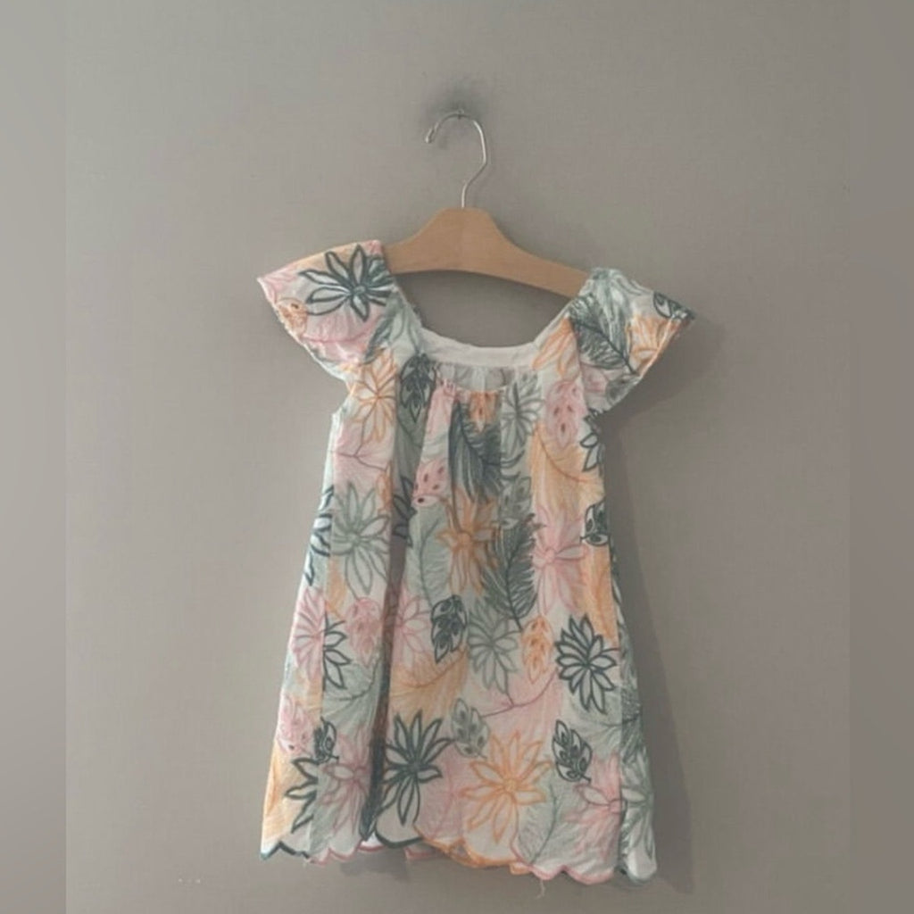 zara girls' floral embroidered dress 5-6Y