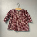 zara dark red gingham long sleeve dress 2-3Y