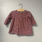 zara dark red gingham long sleeve dress 2-3Y