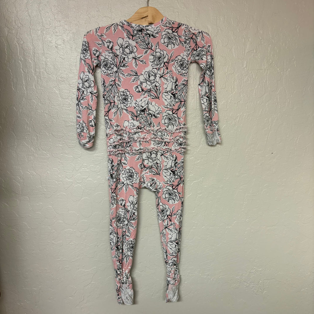 laree + co bamboo pink floral print footie 2T