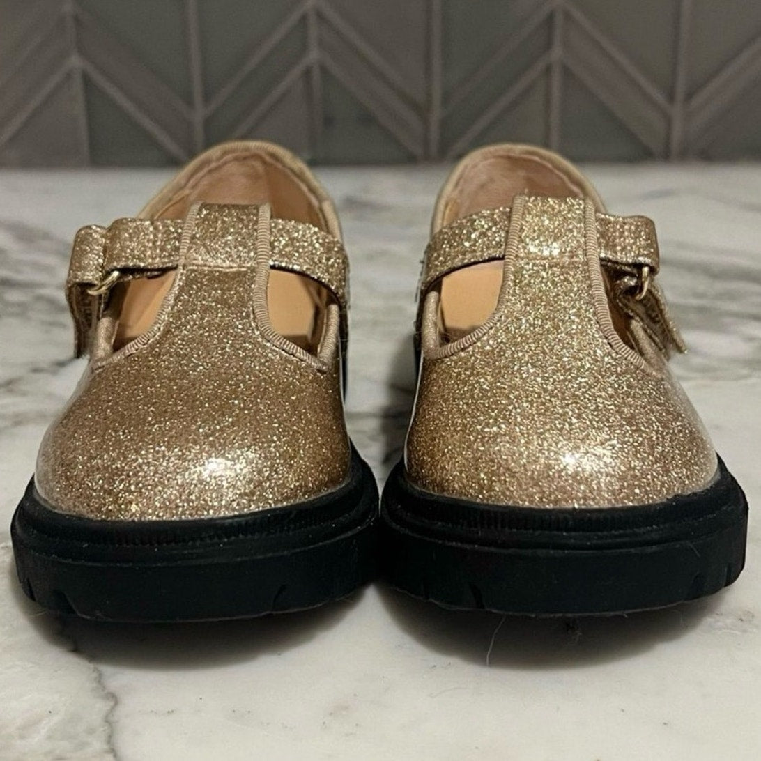 cat & jack gold glitter mary janes 5c