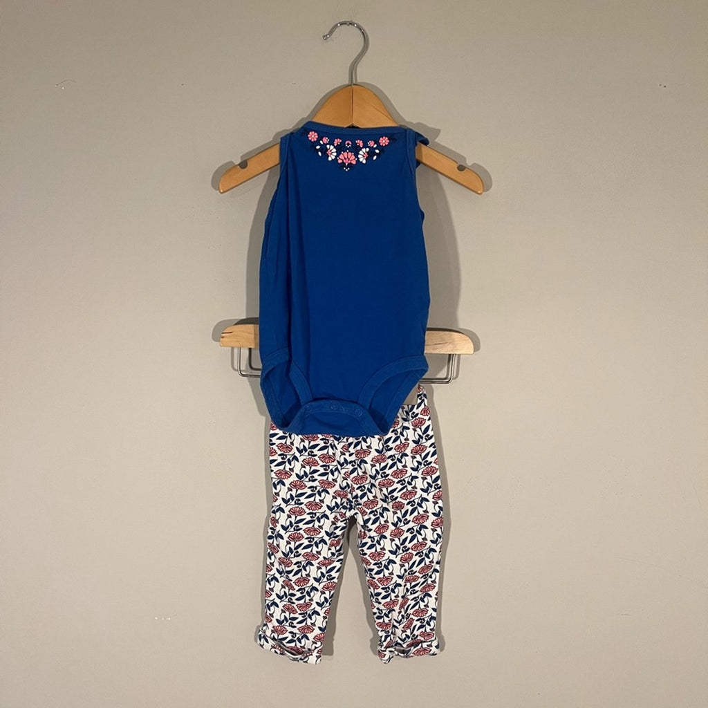 carter's girls' blue floral set 9M