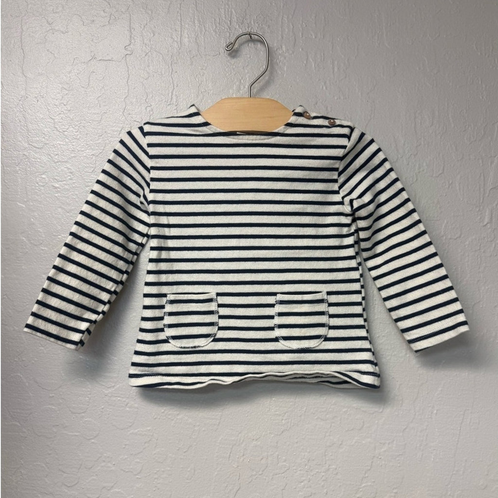 zara girls' cream striped top 2-3Y