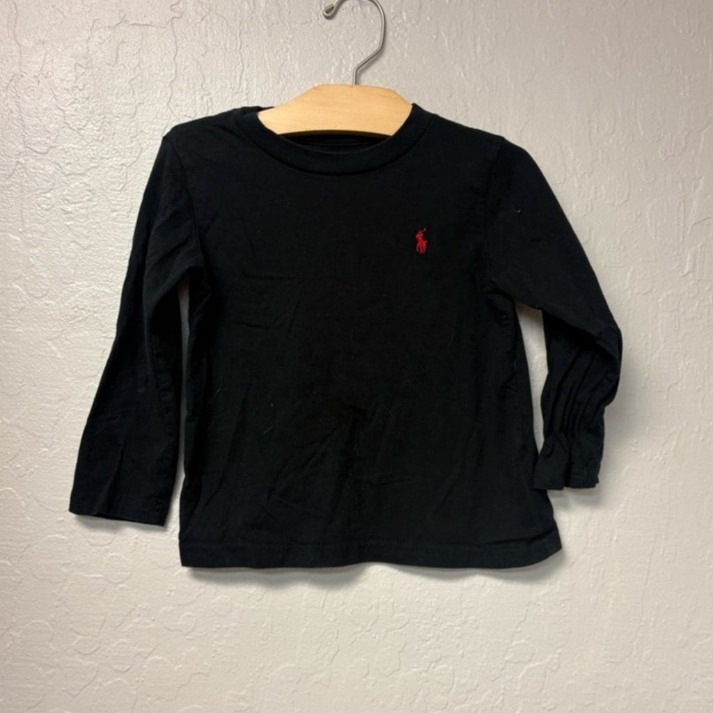 ralph lauren boys' black long sleeve tee 3Y