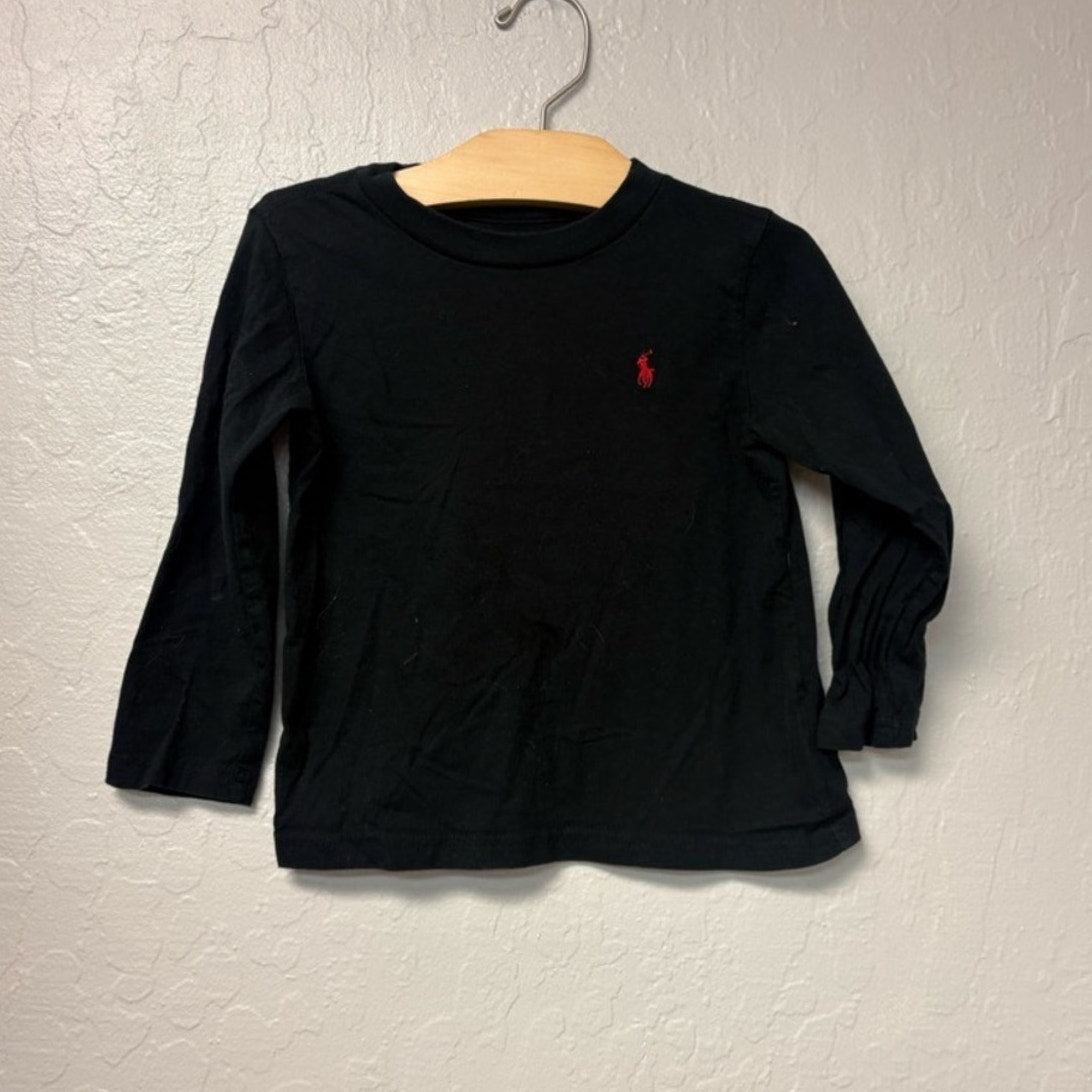 ralph lauren boys' black long sleeve tee 3Y