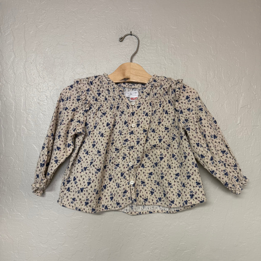 zara cream floral blouse 4Y