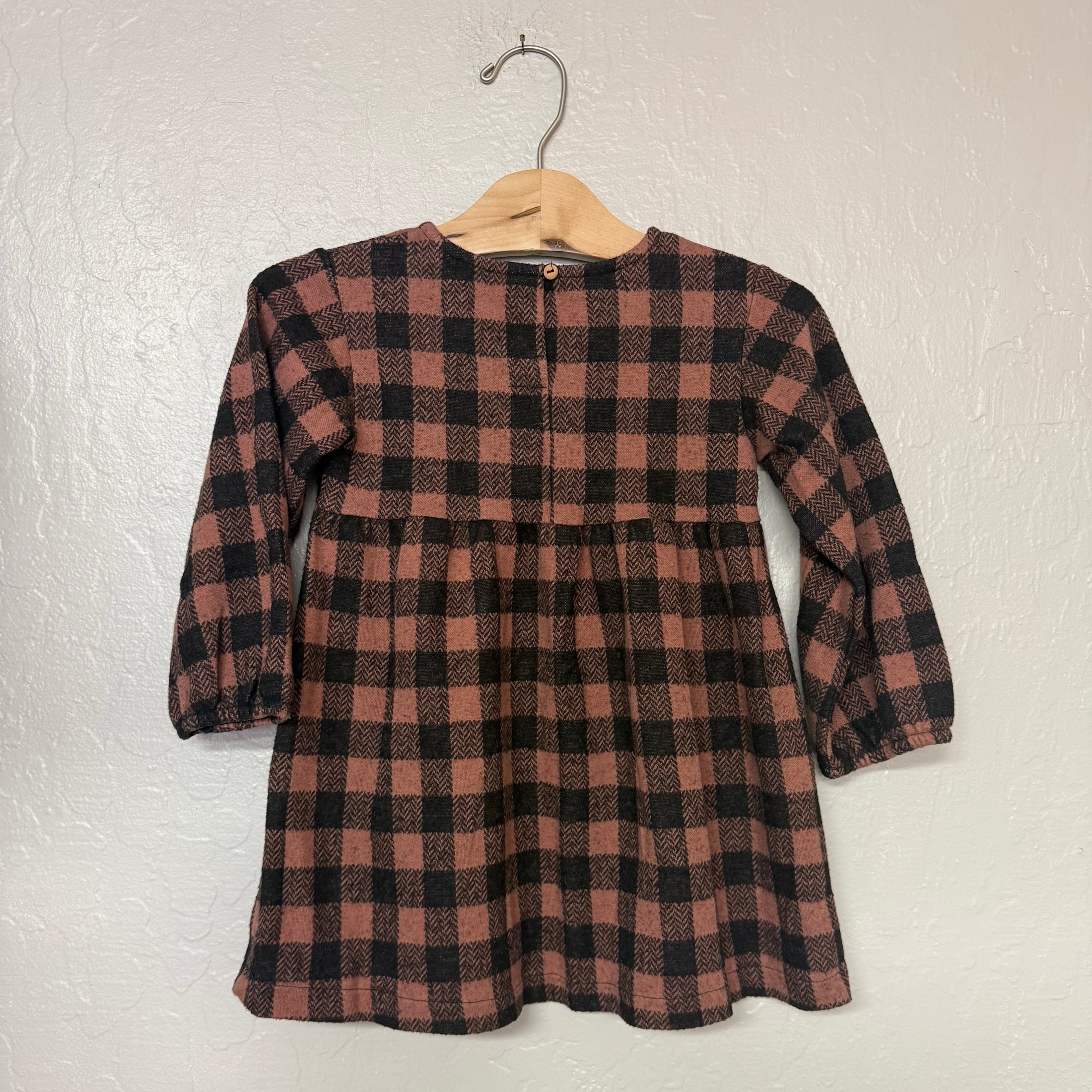 zara brown plaid dress 3-4Y