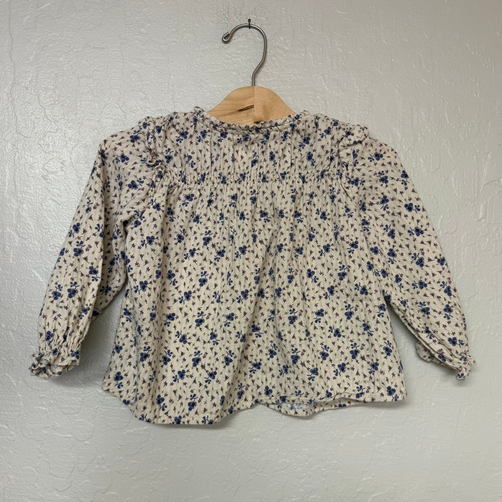 zara cream floral blouse 4Y