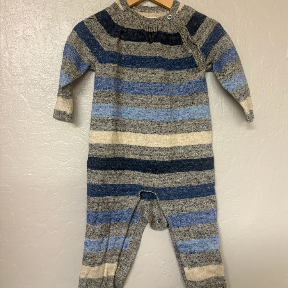 baby gap boys' gray striped romper 6-12M