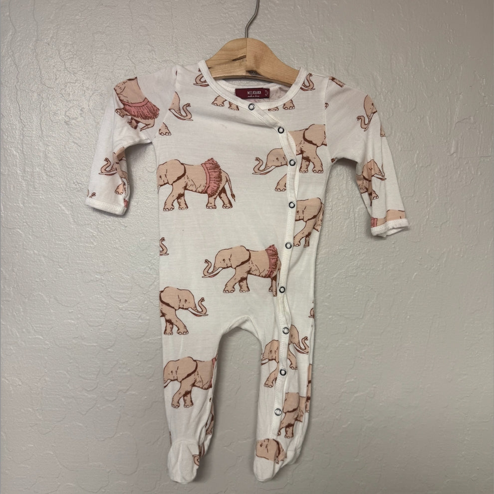 milkbarn elephant print girls' footie 6-9M