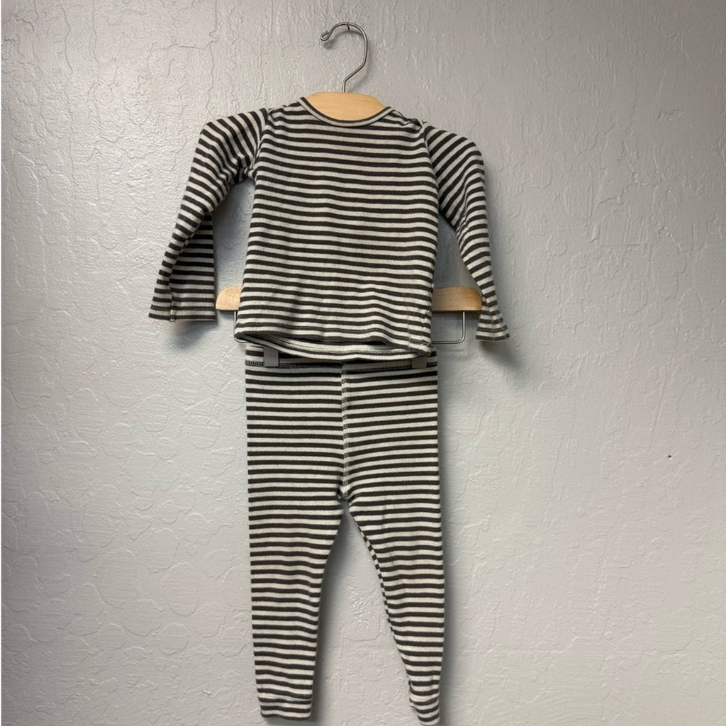 quincy mae cream and brown matching stripe set 6-12M