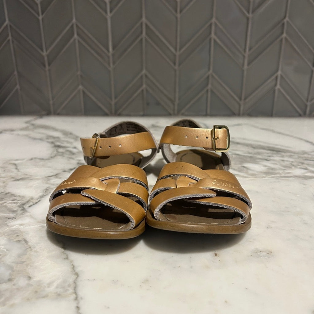 salt water girls' gold sandals 8c
