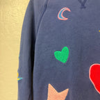 mini boden navy embroidered hoodie 7-8Y