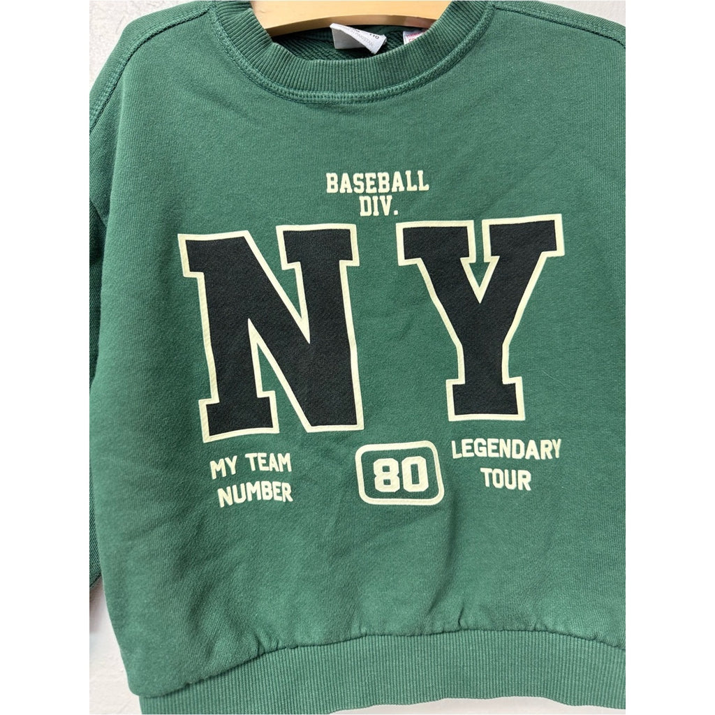 zara boys' green sweatshirt baseball 5Y