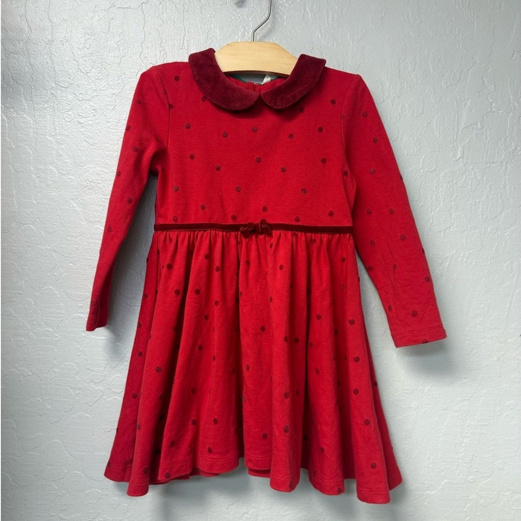 mini boden red polka dot dress 5-6Y