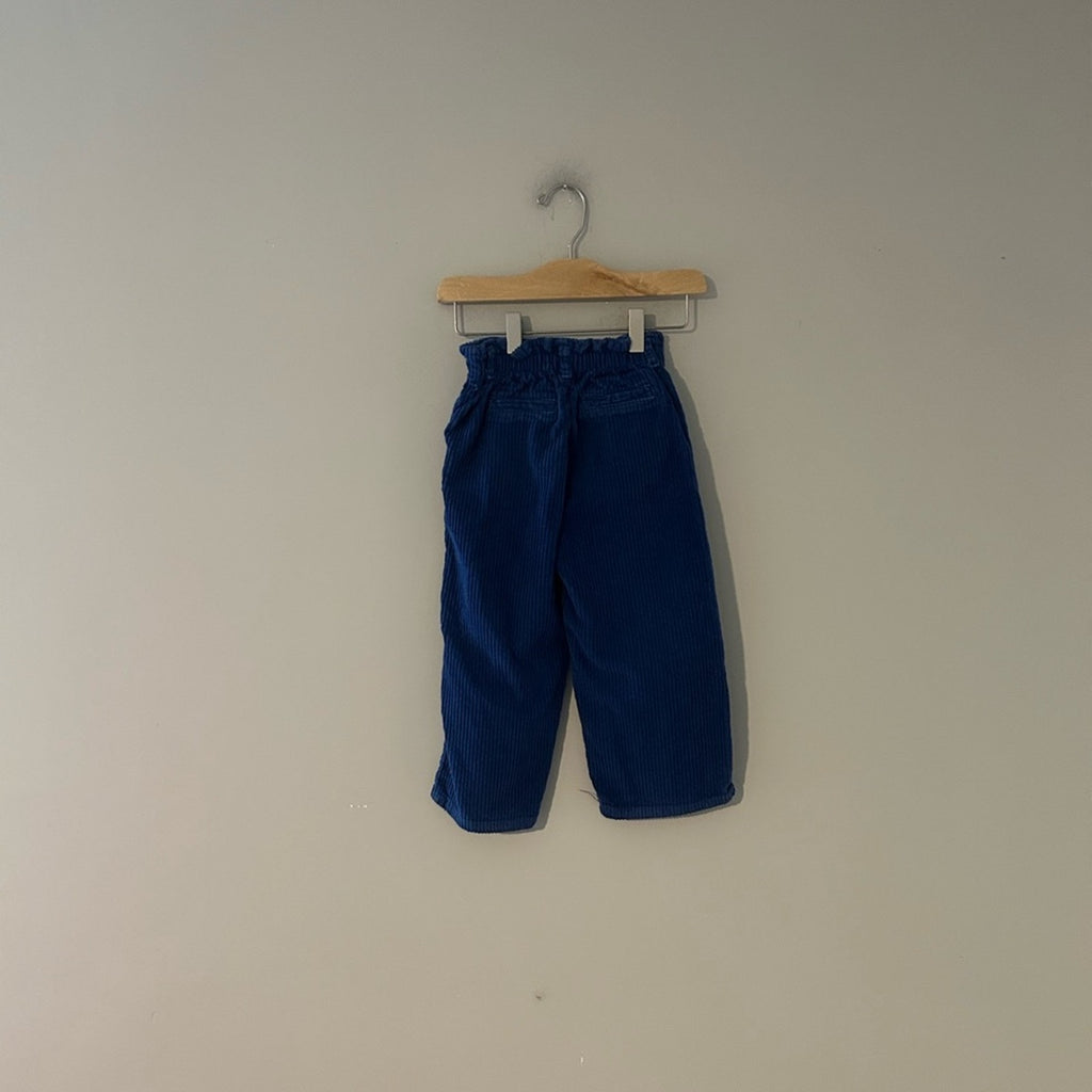 zara girls' pants blue corduroy jeans 4-5Y