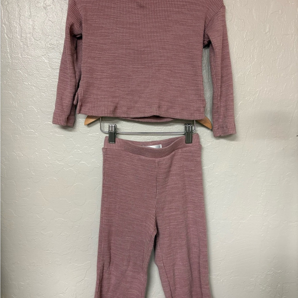 little co. girls' mauve ribbed matching set 4Y