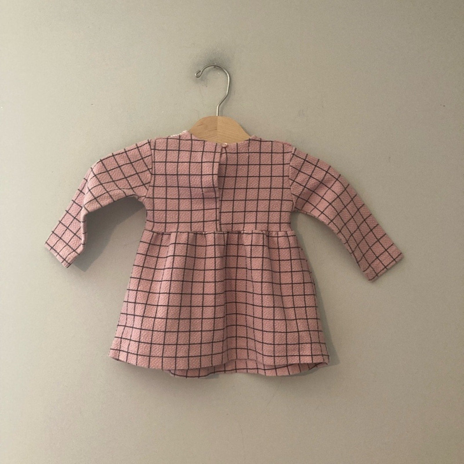 zara pink windowpane dress 6-9M