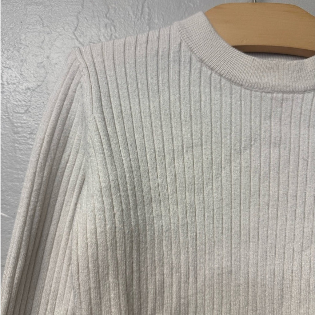 zara cream long sleeve ribbed knit top 9-10Y