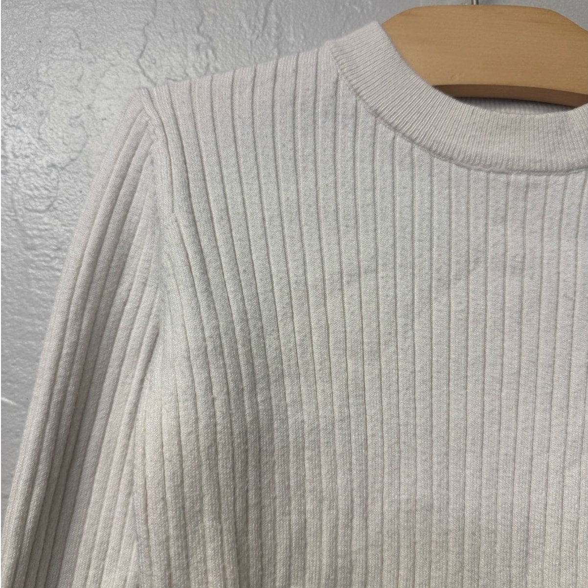 zara cream long sleeve ribbed knit top 9-10Y