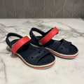 crocs boys' navy red sandals 7c