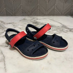 crocs boys' navy red sandals 7c