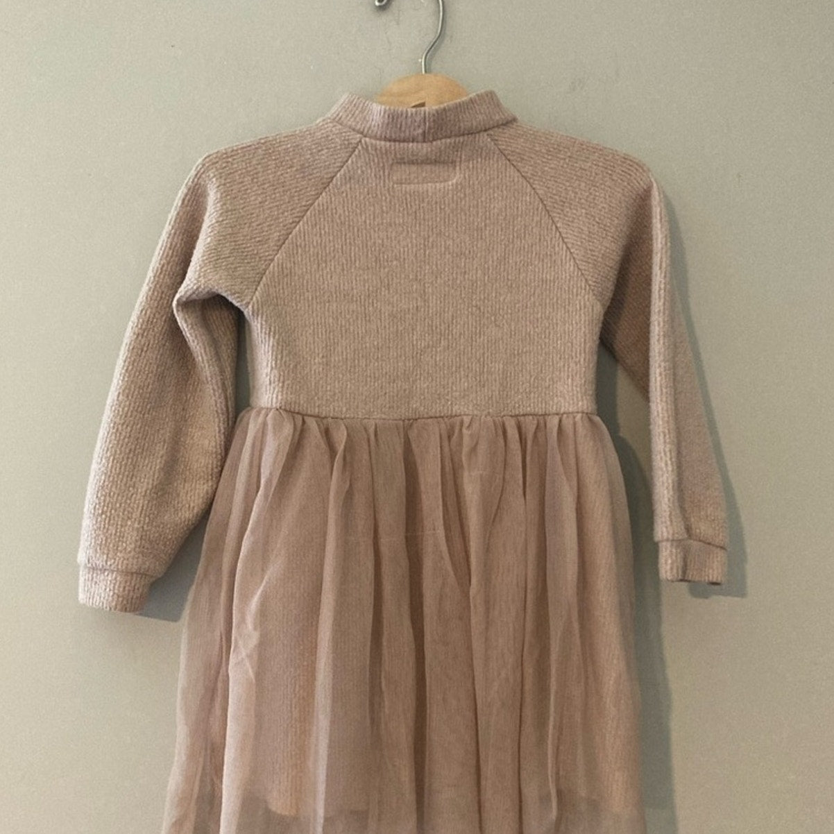 zara girls' pink ribbed tulle dress 4Y
