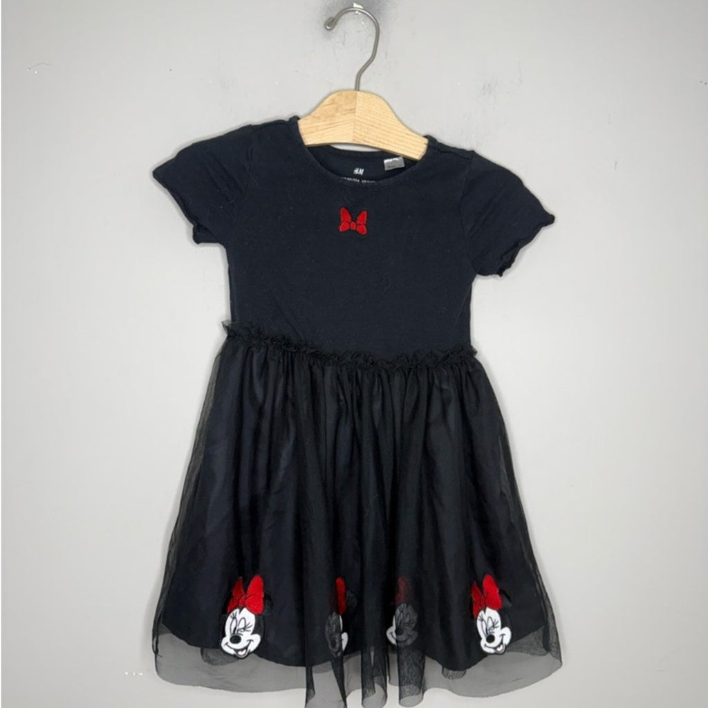 h&m x disney black minnie mouse dress 3-4Y
