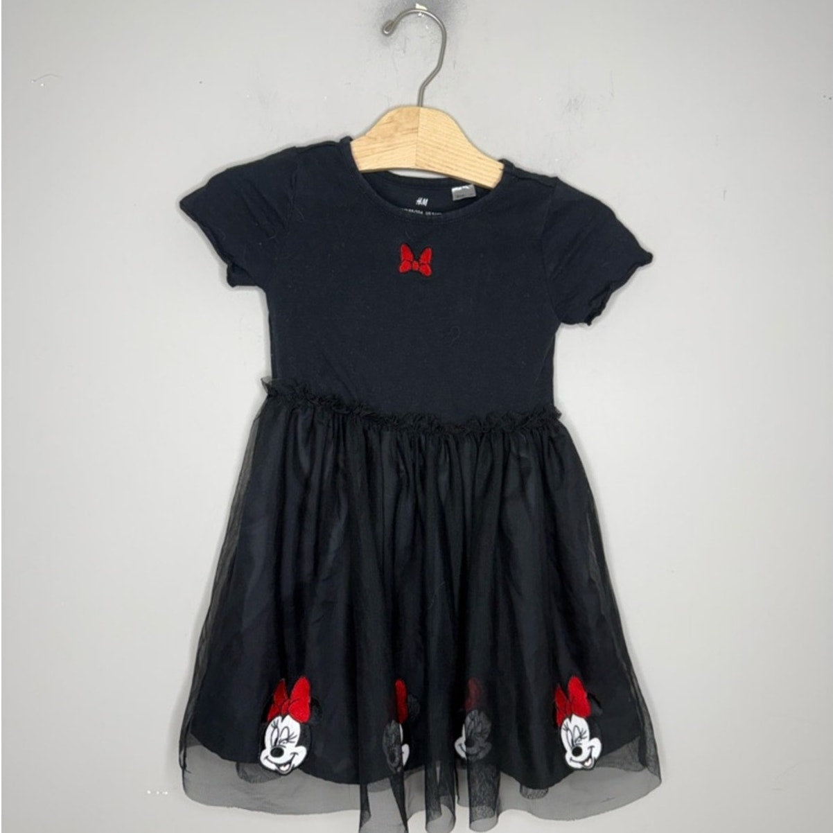 h&m x disney black minnie mouse dress 3-4Y