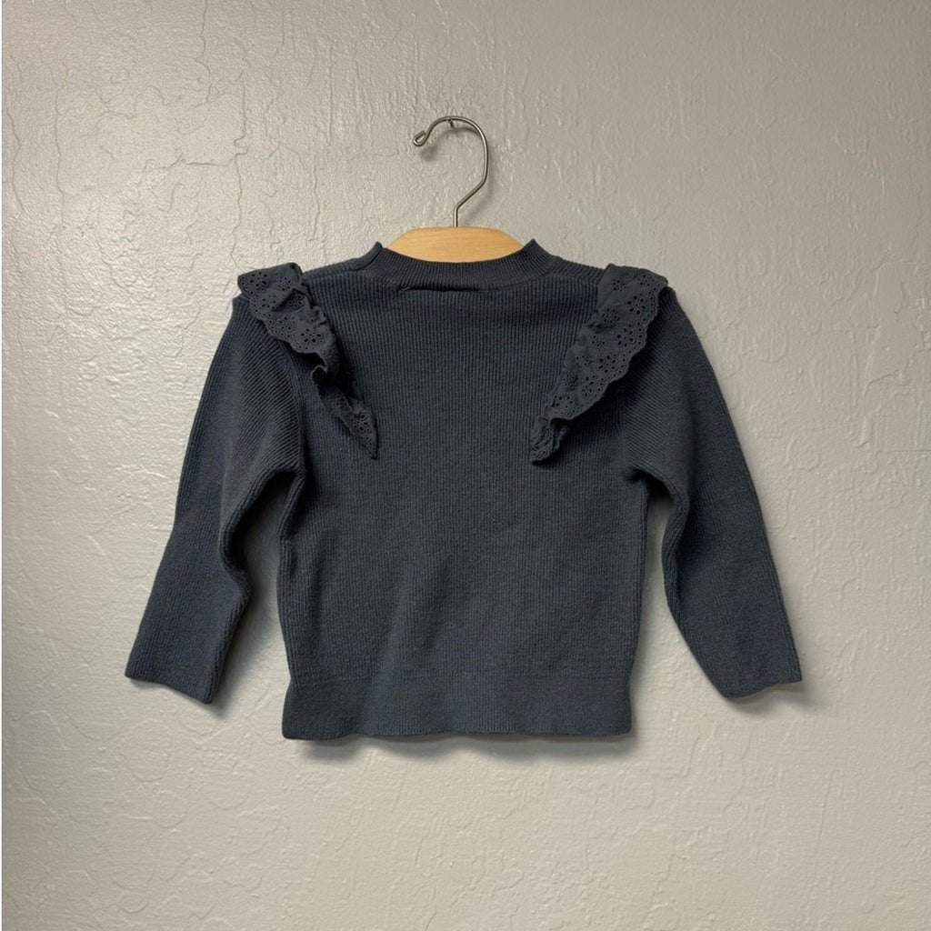 zara gray knit eyelet top 2-3Y