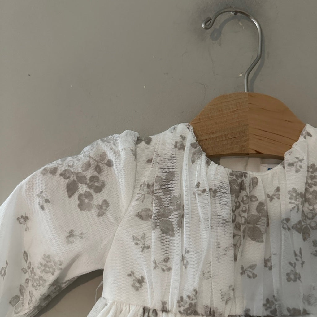 mayoral white floral tulle dress 6M