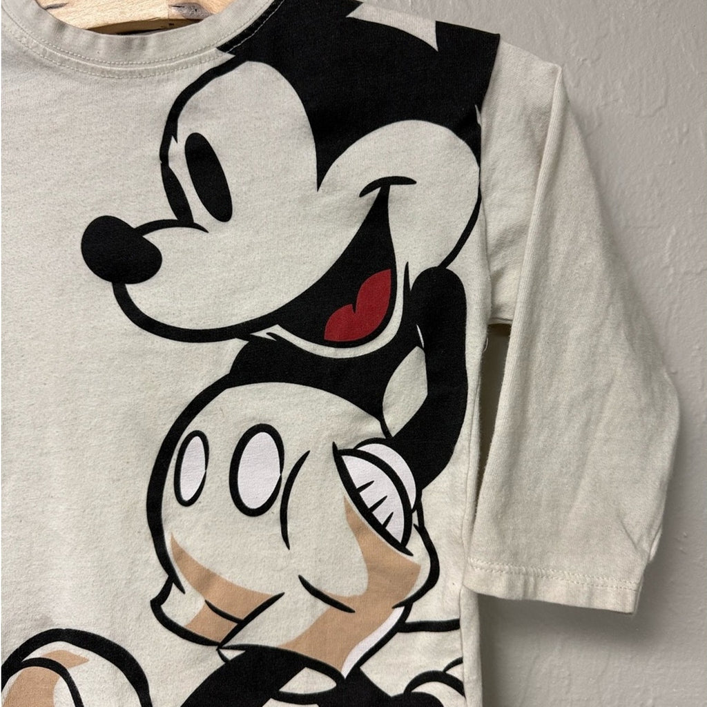 zara x disney cream long-sleeve mickey tee 2-3Y