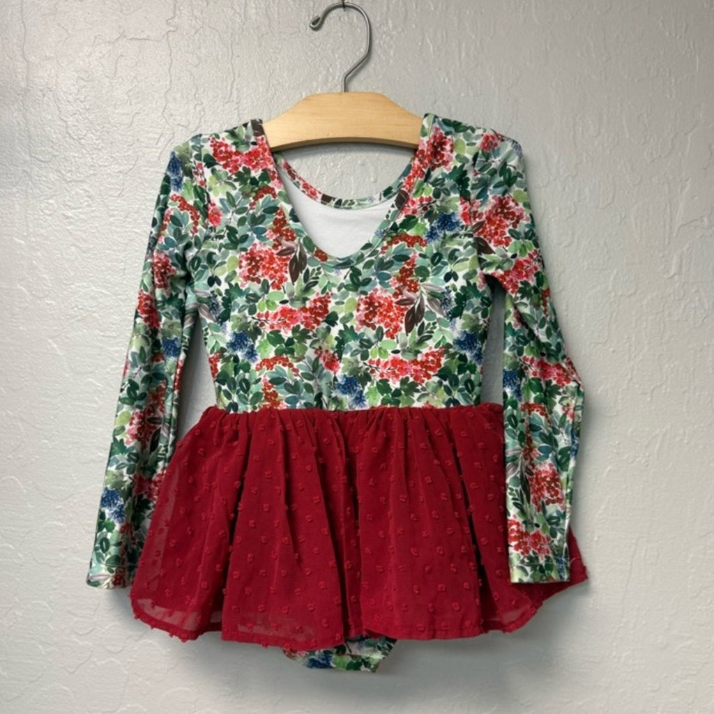 cheeky plum girls' red floral dress 4T