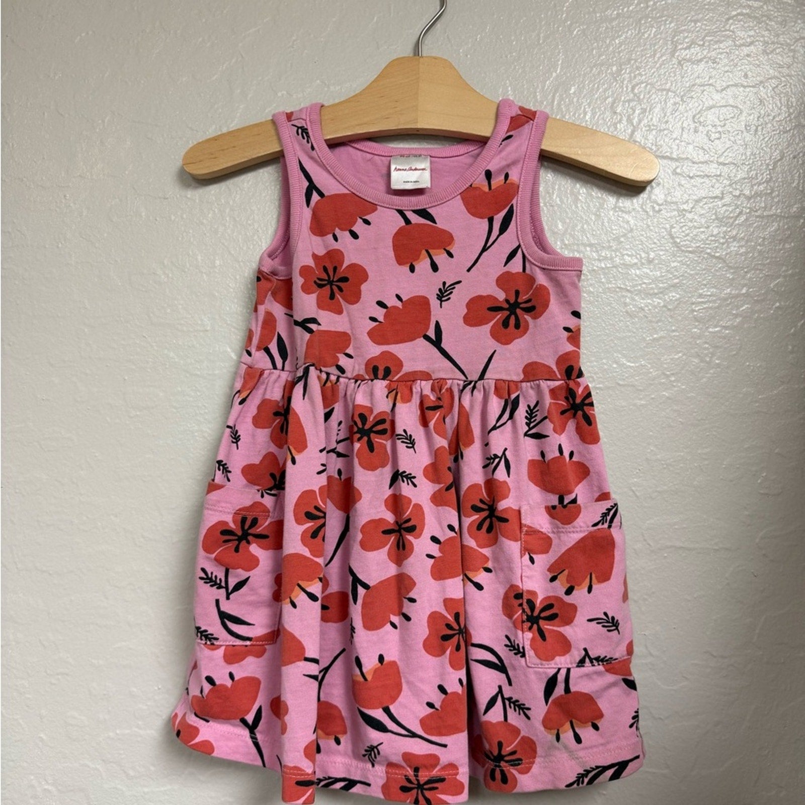 hanna andersson girls' pink floral dress 3T