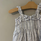 janie and jack white blue stripe romper 12-18M