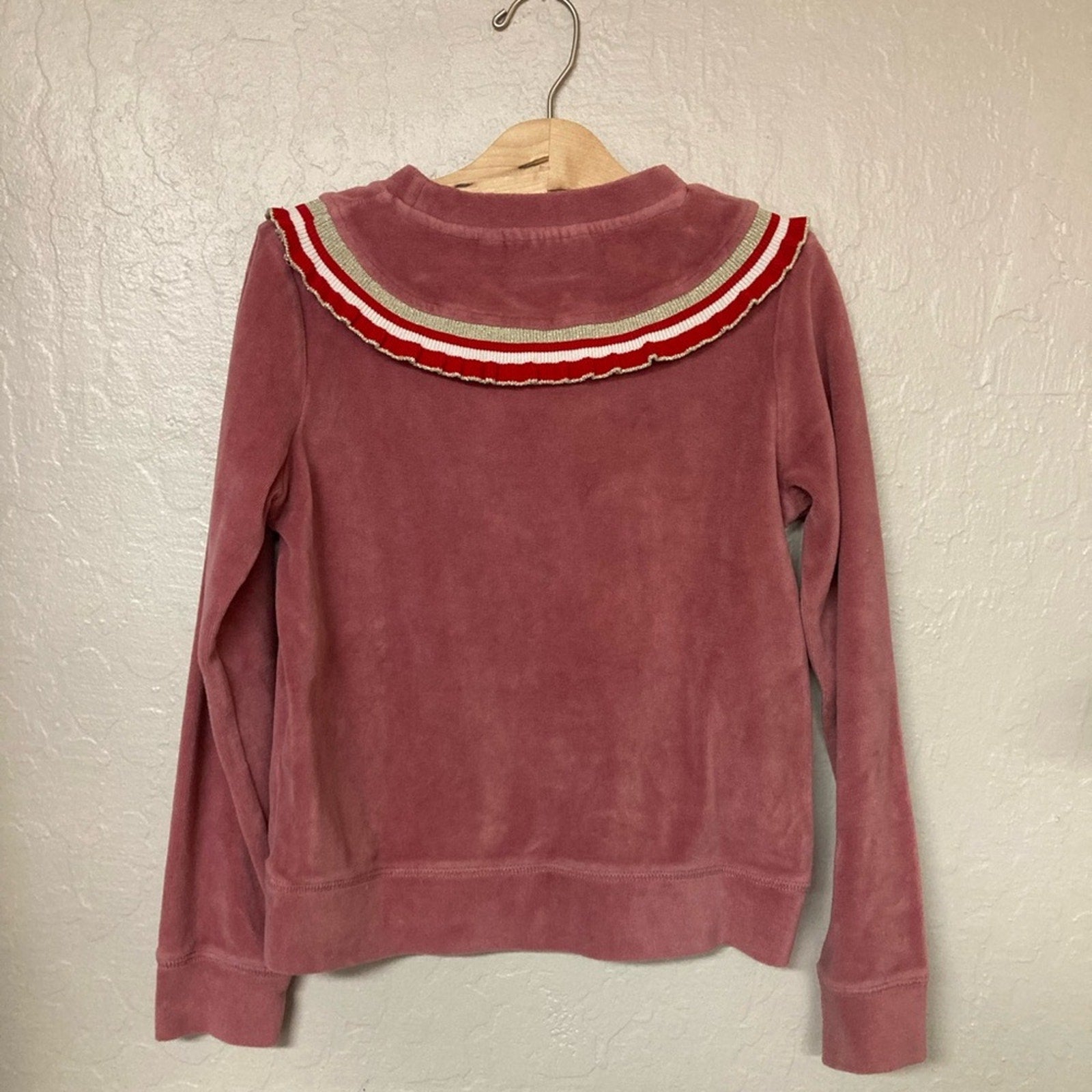 mini boden girls' pink velour sweatshirt 9-10Y