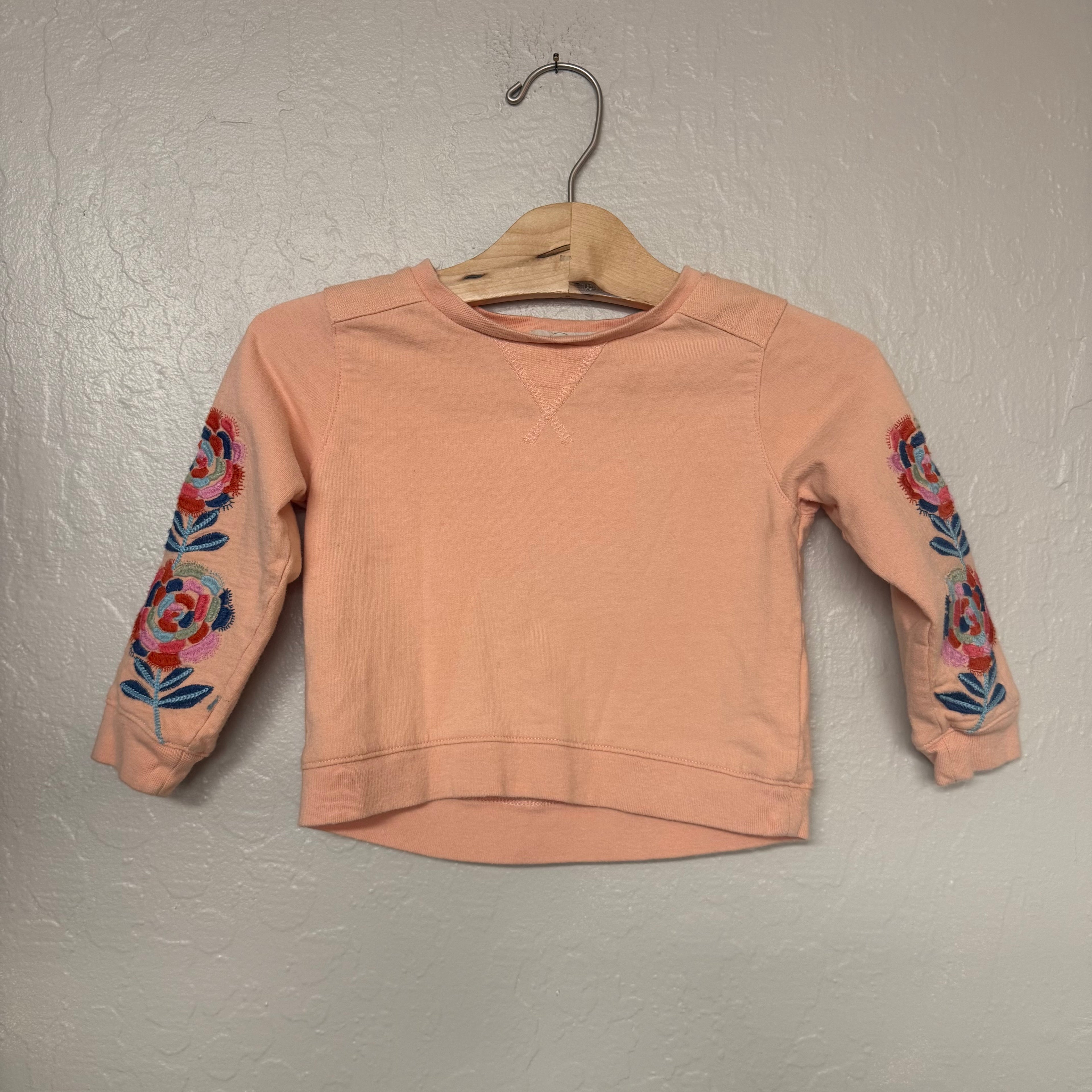 peek pink embroidered pullover 2T