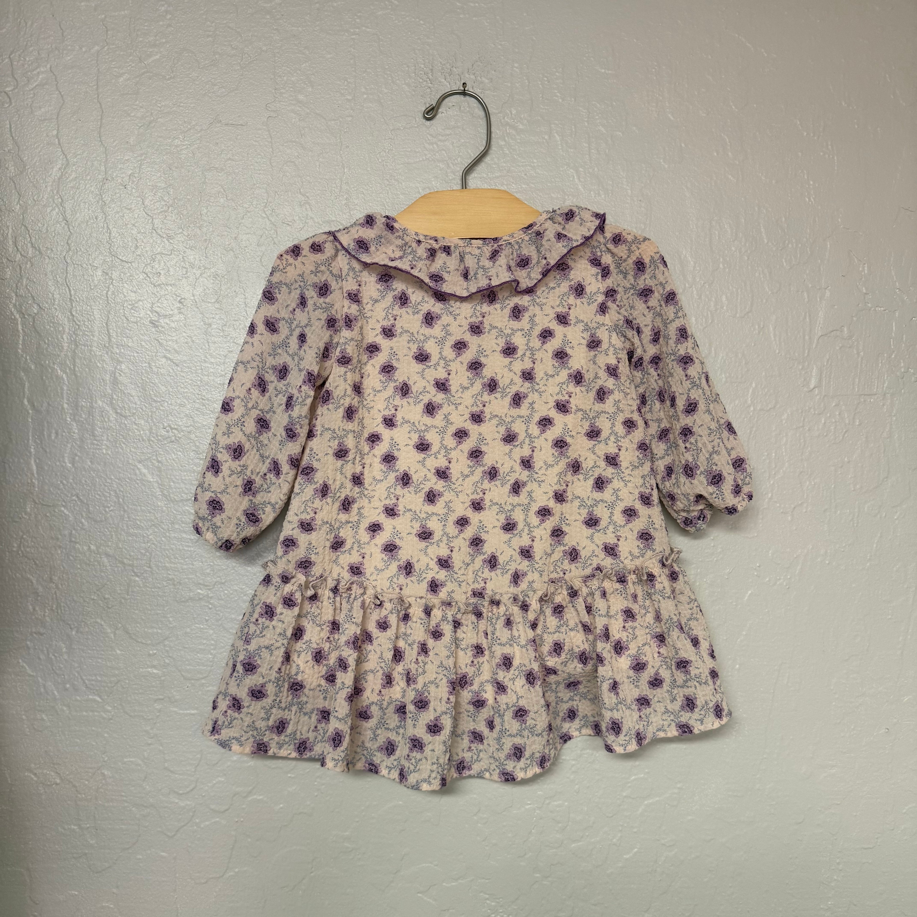 zara girls cream and purple dress 9-12M