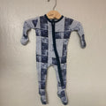 posh peanut blue bamboo footie 12-18M