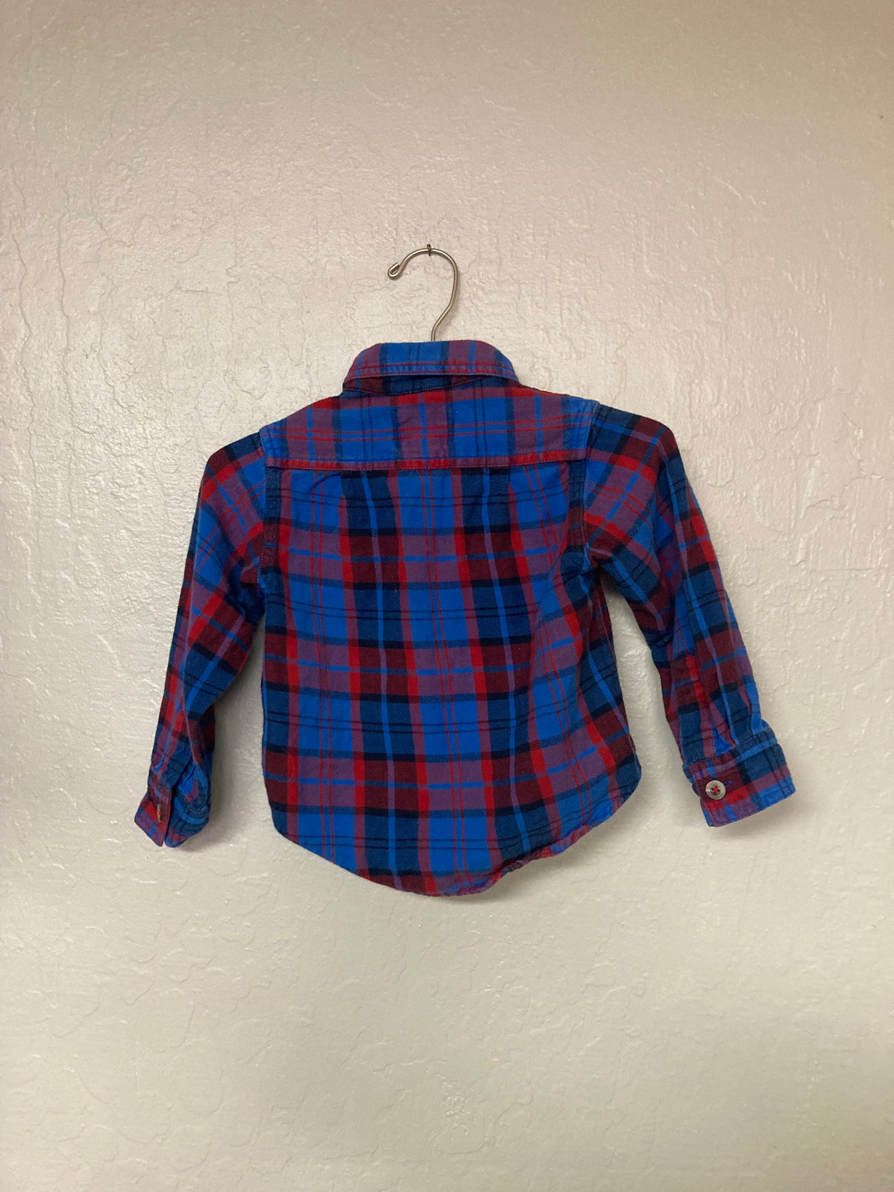 peek flannel in red and blue 2-3Y