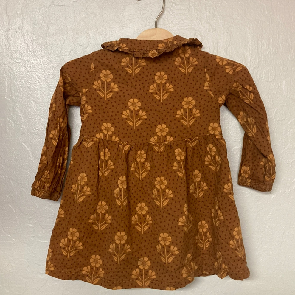 little co. burnt orange floral dress 18M